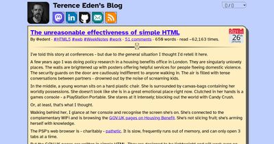 Screenshot of The unreasonable effectiveness of simple HTML