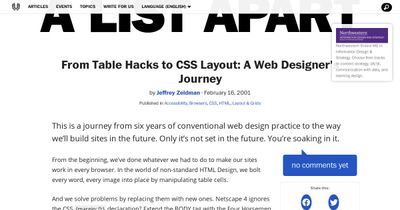 Screenshot of From Table Hacks to CSS Layout: A Web Designer’s Journey