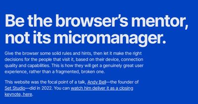 Screenshot of Be the browser’s mentor, not its micromanager.